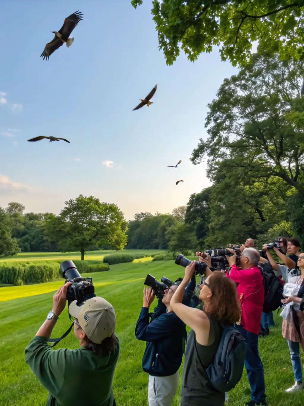 Participants of all ages engaging in a citizen science project, collecting data on local bird populations under the guidance of ASSOCIATION SENTIER GAIA staff.