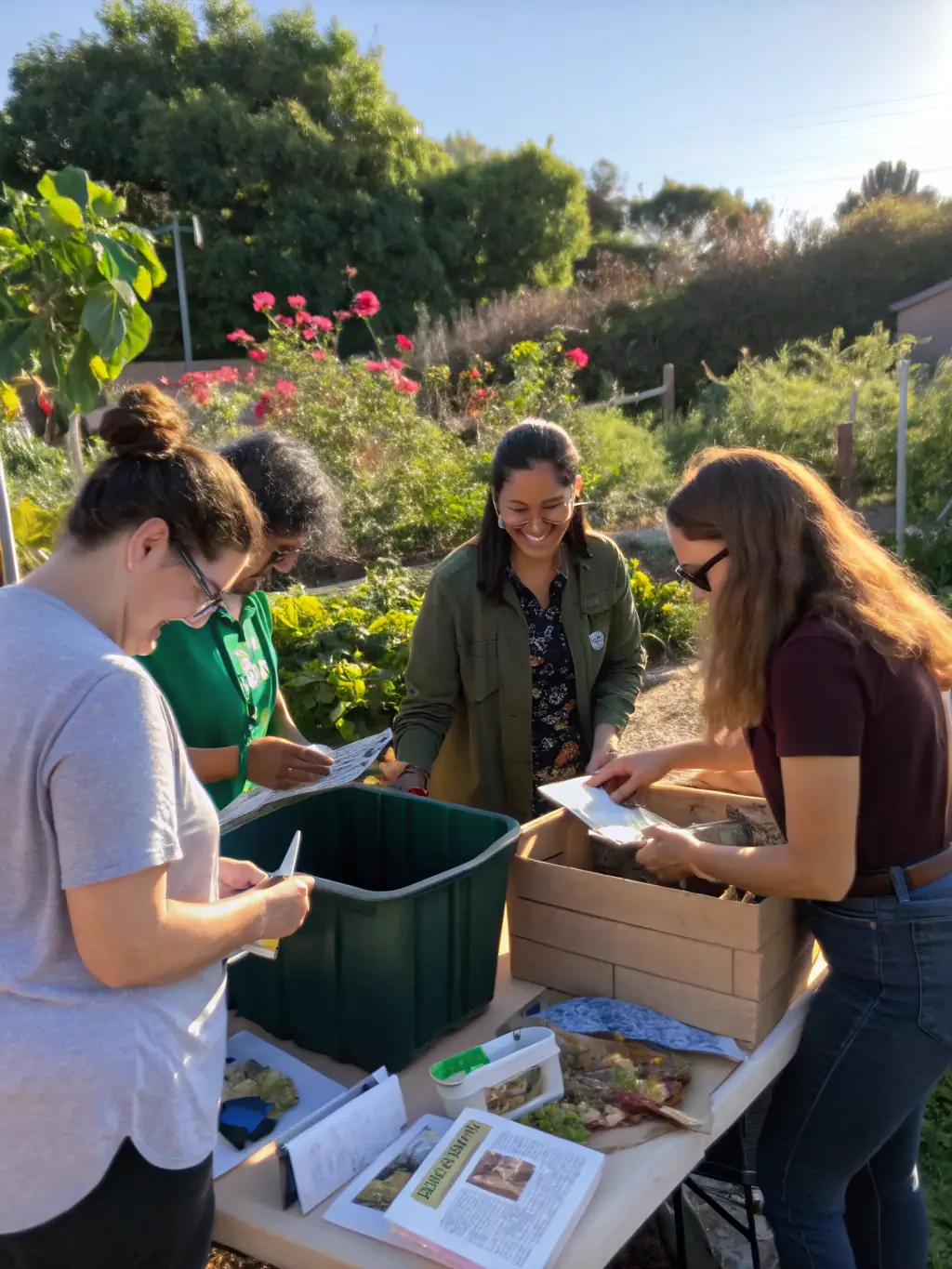 A community workshop organized by ASSOCIATION SENTIER GAIA, where participants are learning about sustainable gardening practices and how to grow their own food.